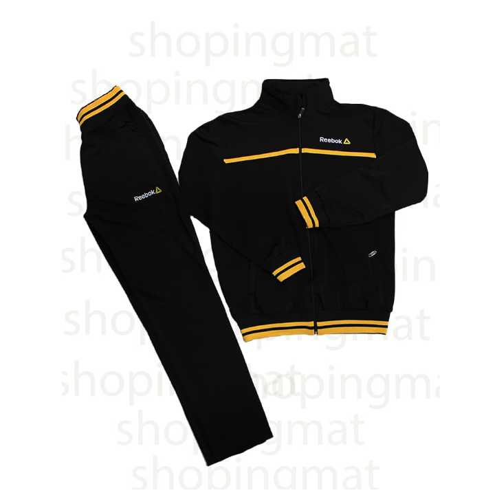 خرید ست گرمکن و شلوار ورزشی ریبوک مشکی زرد | پنج سایز | کیمیا شاپ