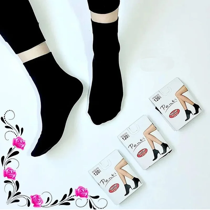 جوراب دو ربع  پنتی میکرو مشکی 120