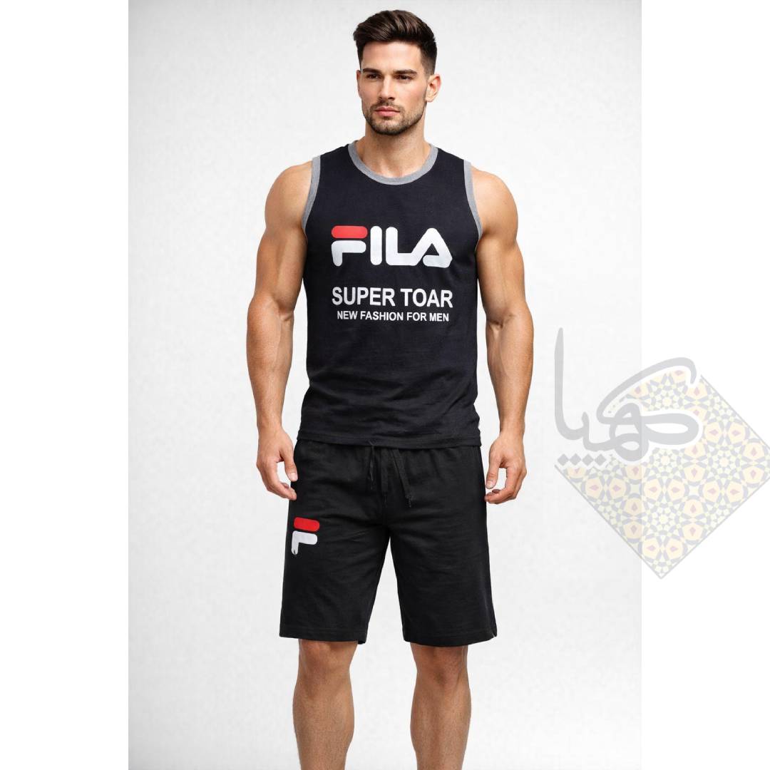 ست حلقه و شلوارک مردانه فیلا پنبه‌ای قواره دار