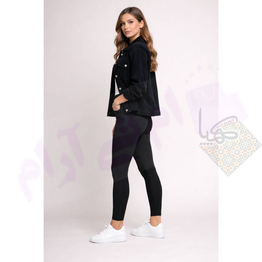 لگ کبریتی زنانه مشکی M5 | کمرگن پهن سوپر شاین با تضمین کیفیت