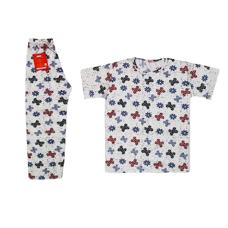 ست بلوز شلوار زنانه السا نخ پنبه مدل پروانه