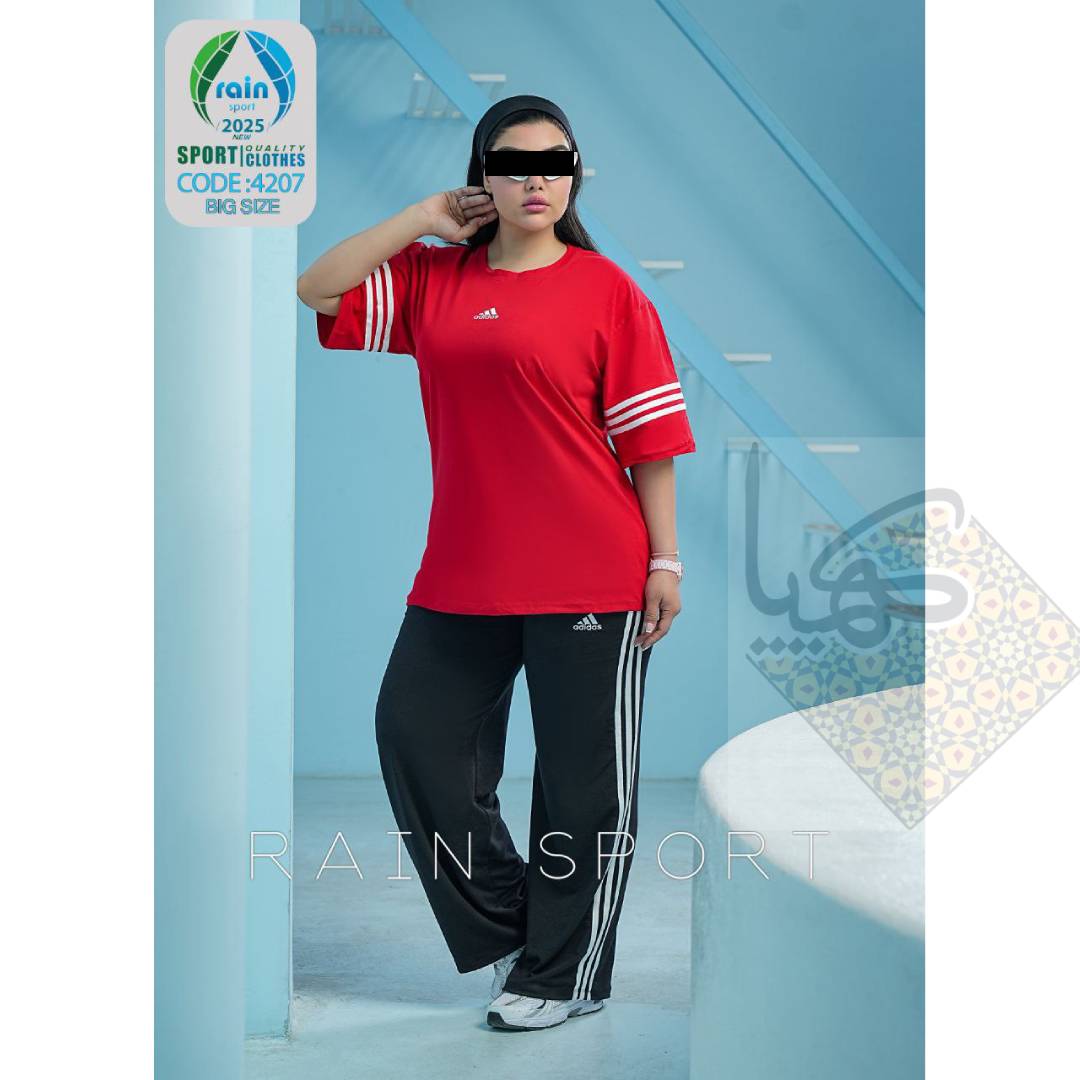 ست تیشرت شلوار بگ سایز بزرگ زنانه جنس نخ پنبه فری سایز 44 تا 50