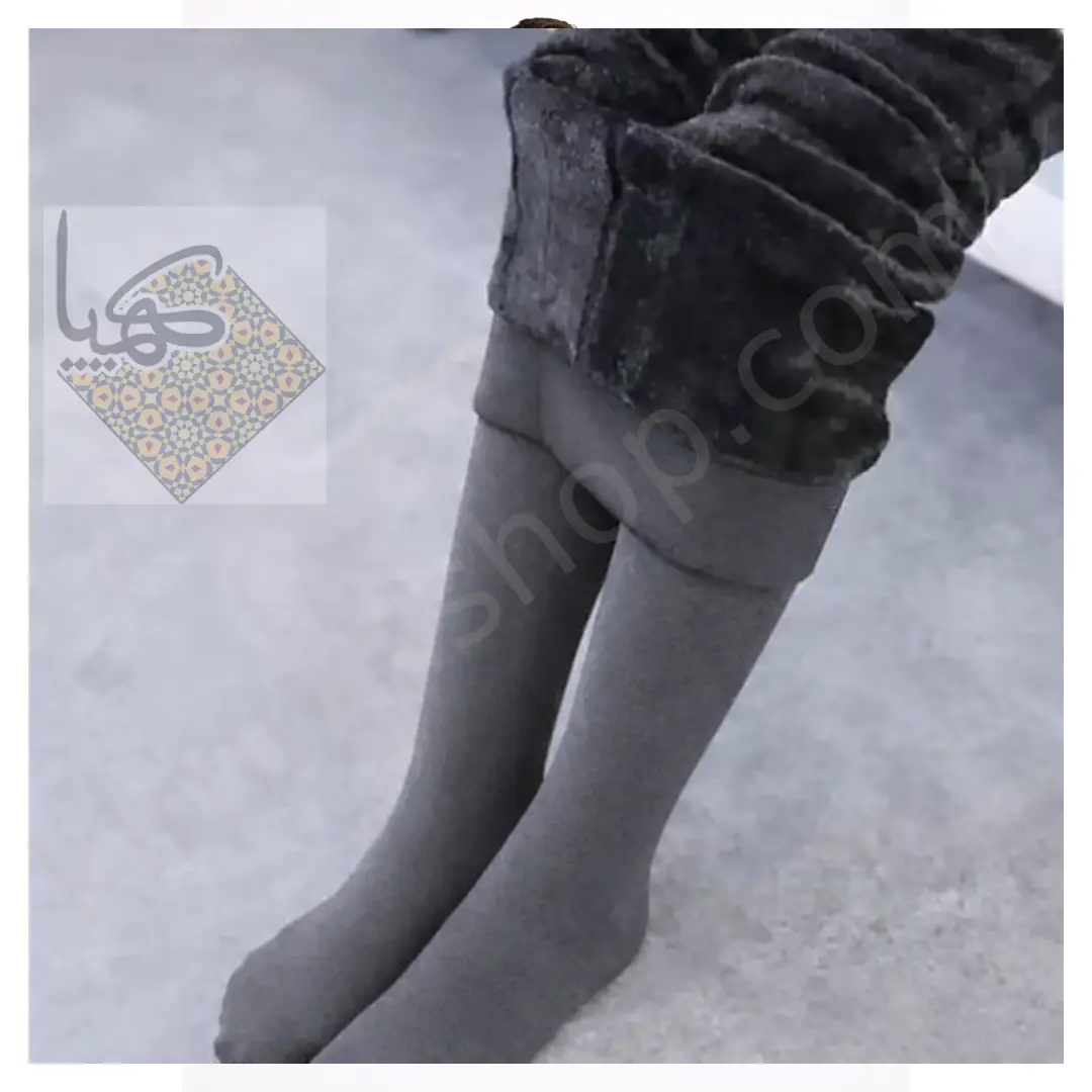 جوراب‌شلواری نخی داخل کرک‌ (شنل) ریز بافت فری‌سایز خاکستری