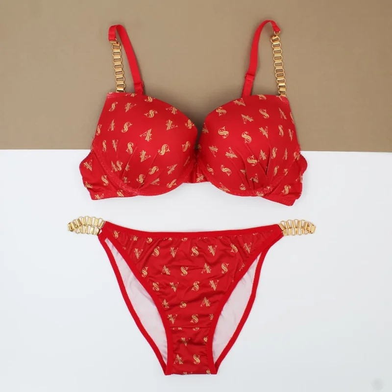 ست شورت و سوتین 7093 طرح قرمز