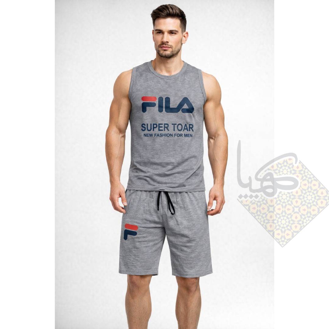 ست حلقه و شلوارک مردانه ملانژ برند فیلا اسپرت