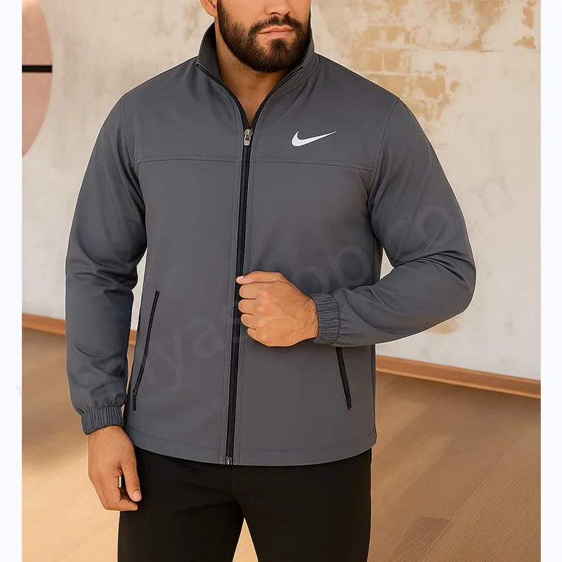 کاپشن مردانه نایکی طوسی ضد آب مدل سانتانا با آستر داخلی