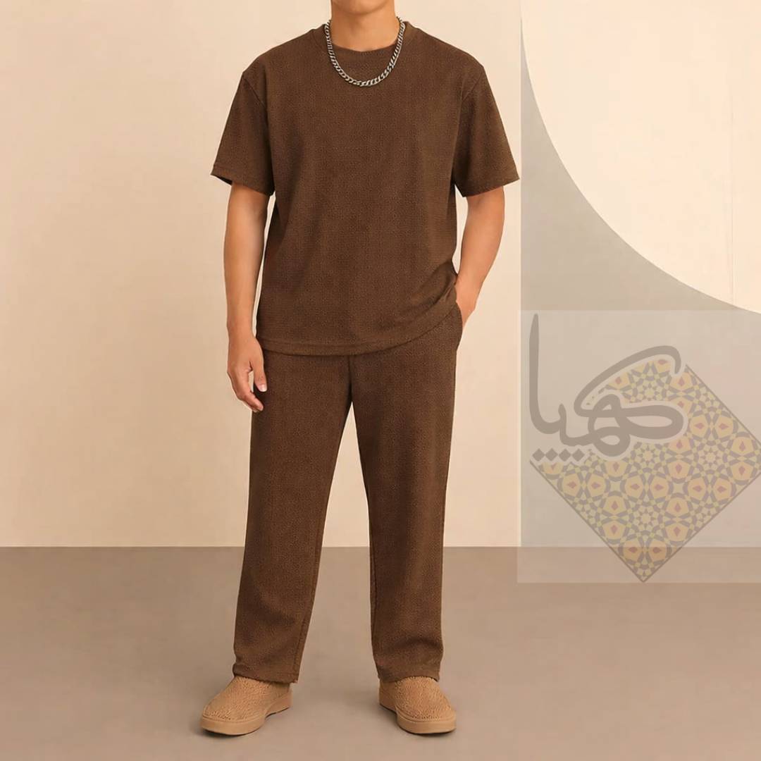 ست اسپرت بگ – تیشرت و شلوار قهوه ای موکا 1348