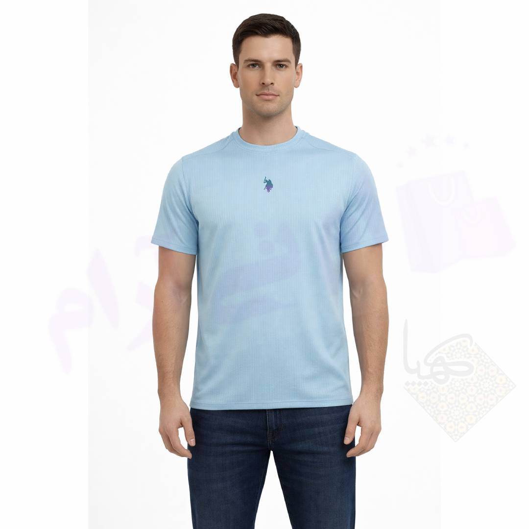 تیشرت مردانه آبی ورزشی و روزمره پارچه لطیف و تنفس‌پذیر
