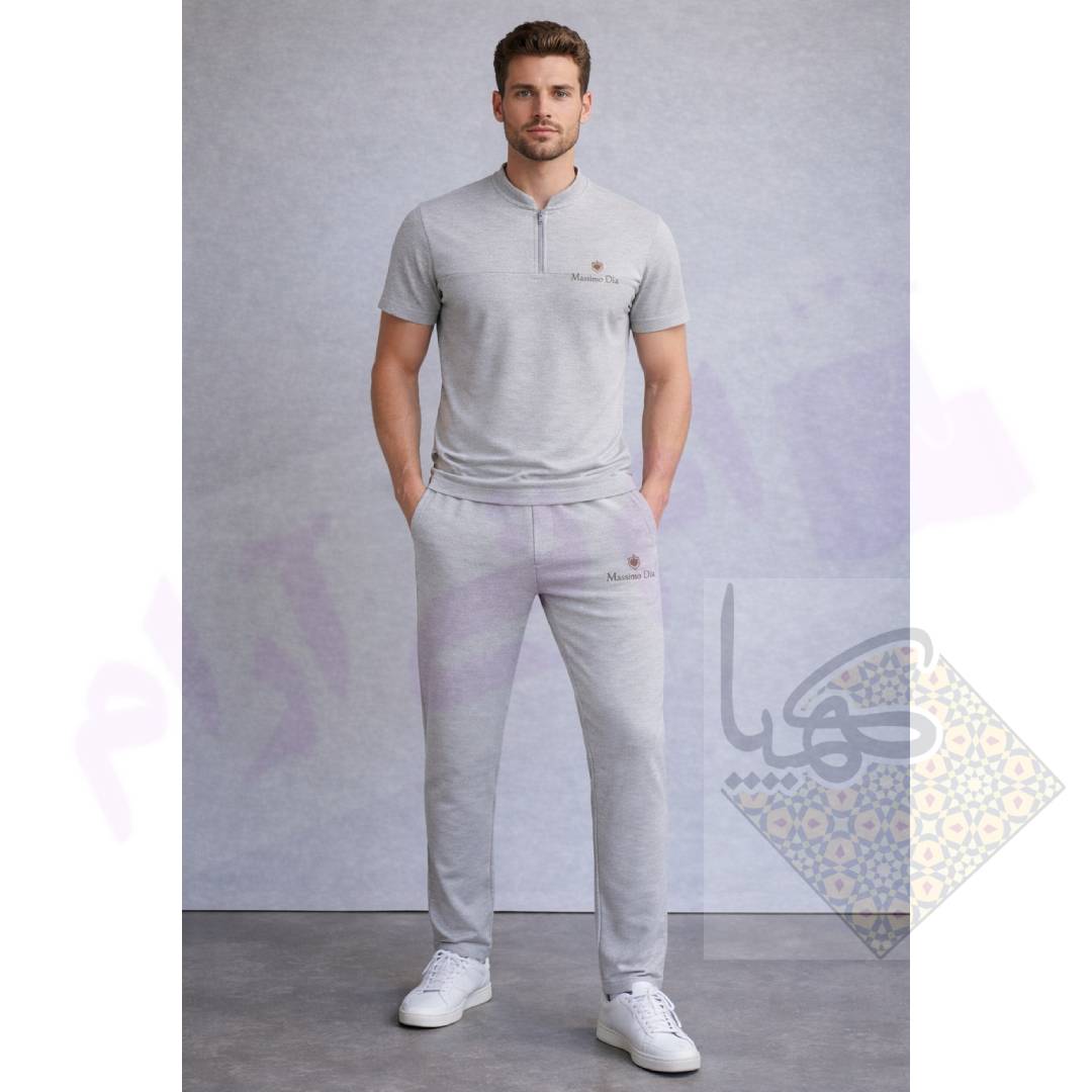 ست تیشرت شلوار مردانه پنبه ملانژ قواره بزرگ | ست راحتی مردانه سبک و خنک